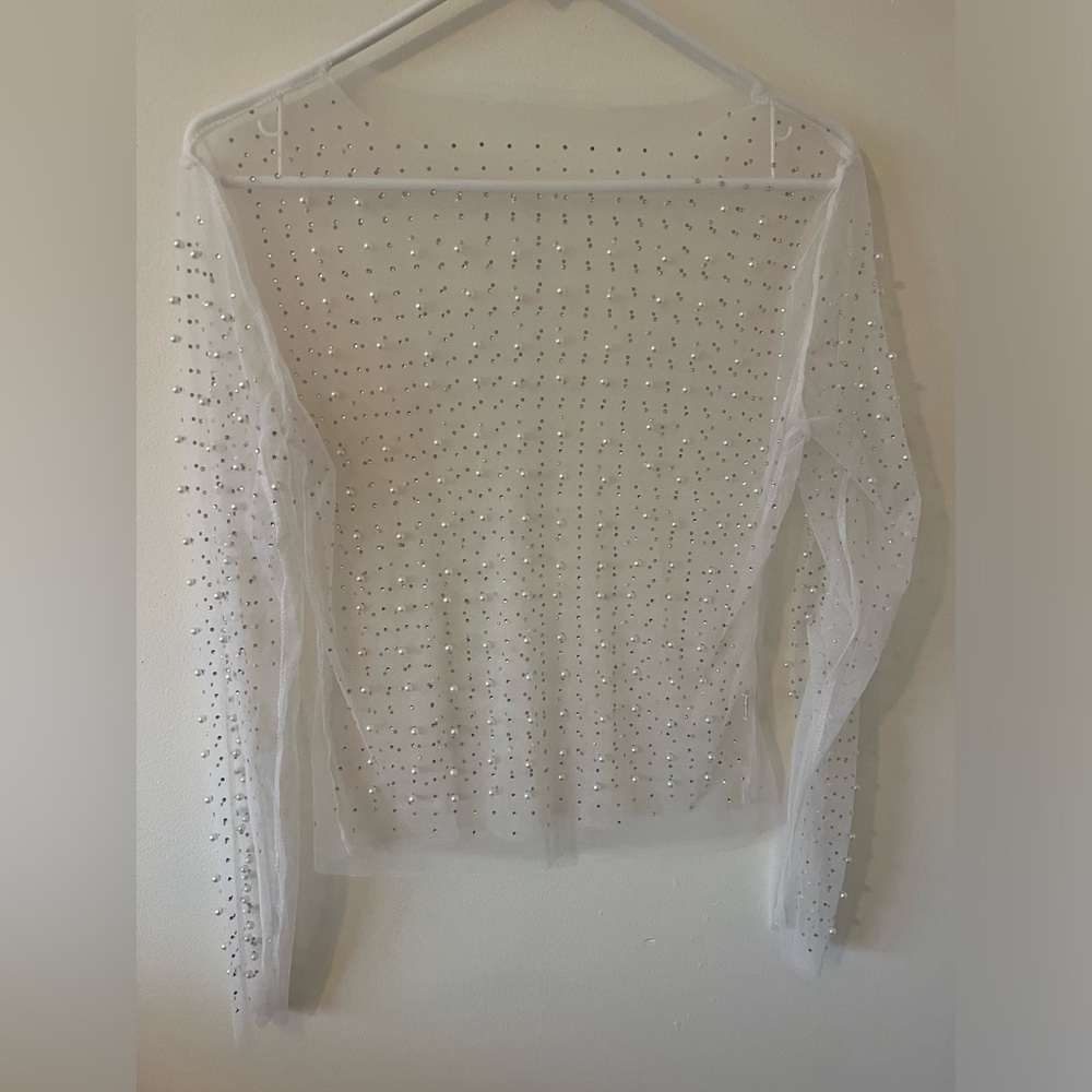 Beaded Sheer Top White One Size